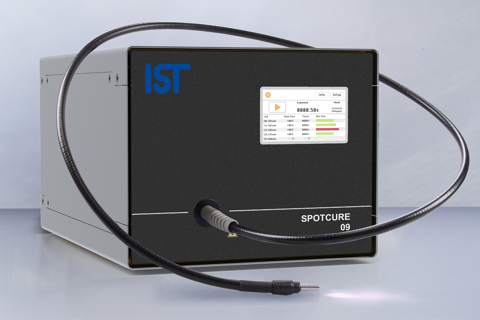 Punktgenaue LED-Härtung ermöglicht das SPOTcure, das insbesondere bei gedruckter Elektronik in medizintechnischen Anwendungen zum Einsatz kommt.